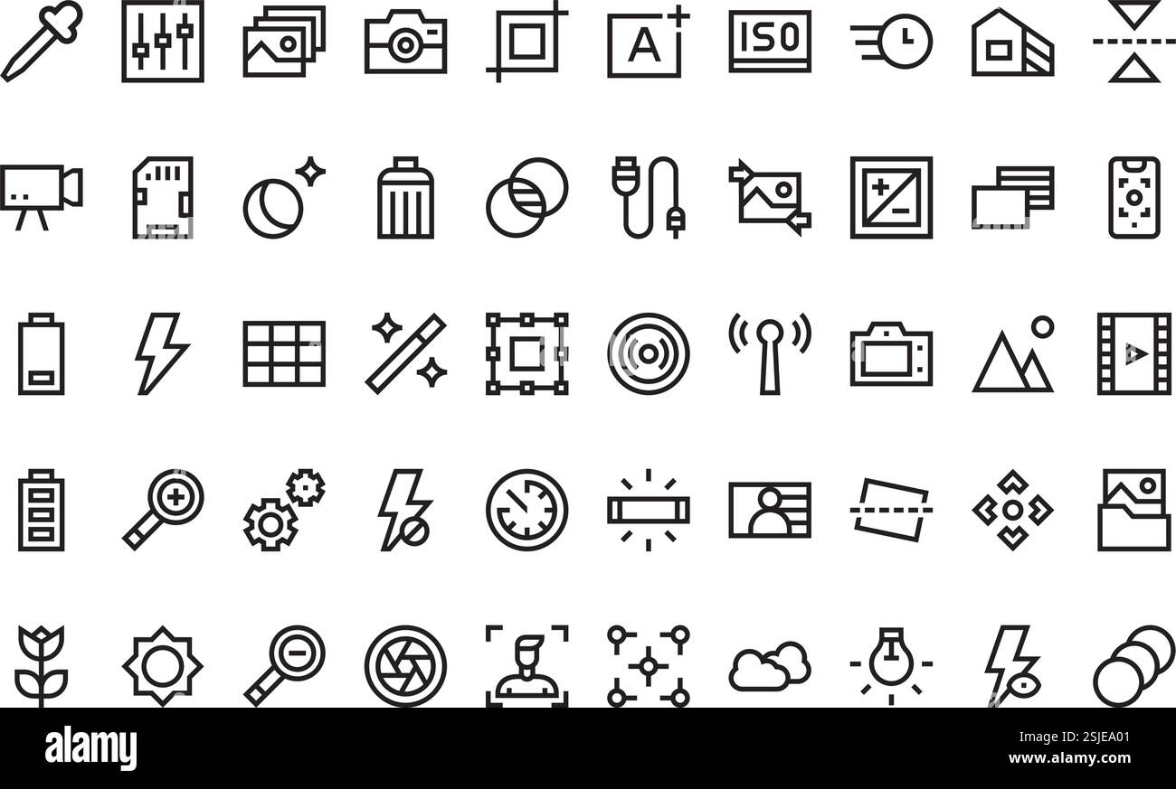 Raccolta di icone vettoriali di alta qualità con traccia modificabile. Ideale per progetti professionali e creativi. Illustrazione Vettoriale