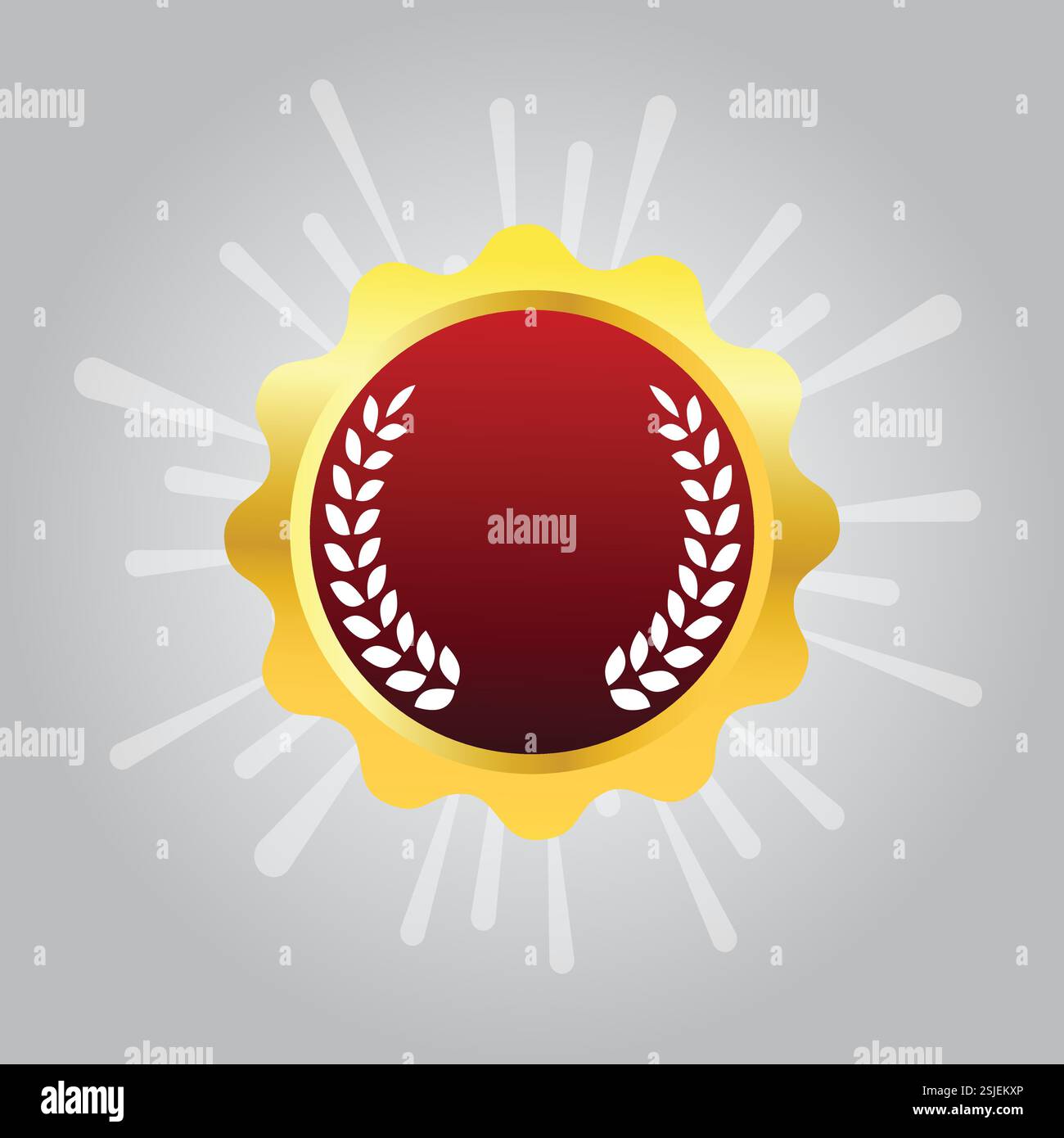 Distintivo Gold Award con Red Center e Laurel Wreath Design Illustrazione Vettoriale