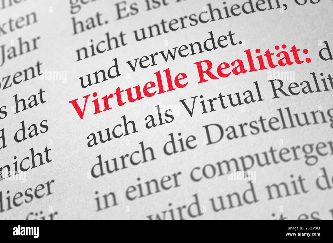 Dizionario con il termine realtà virtuale Foto Stock