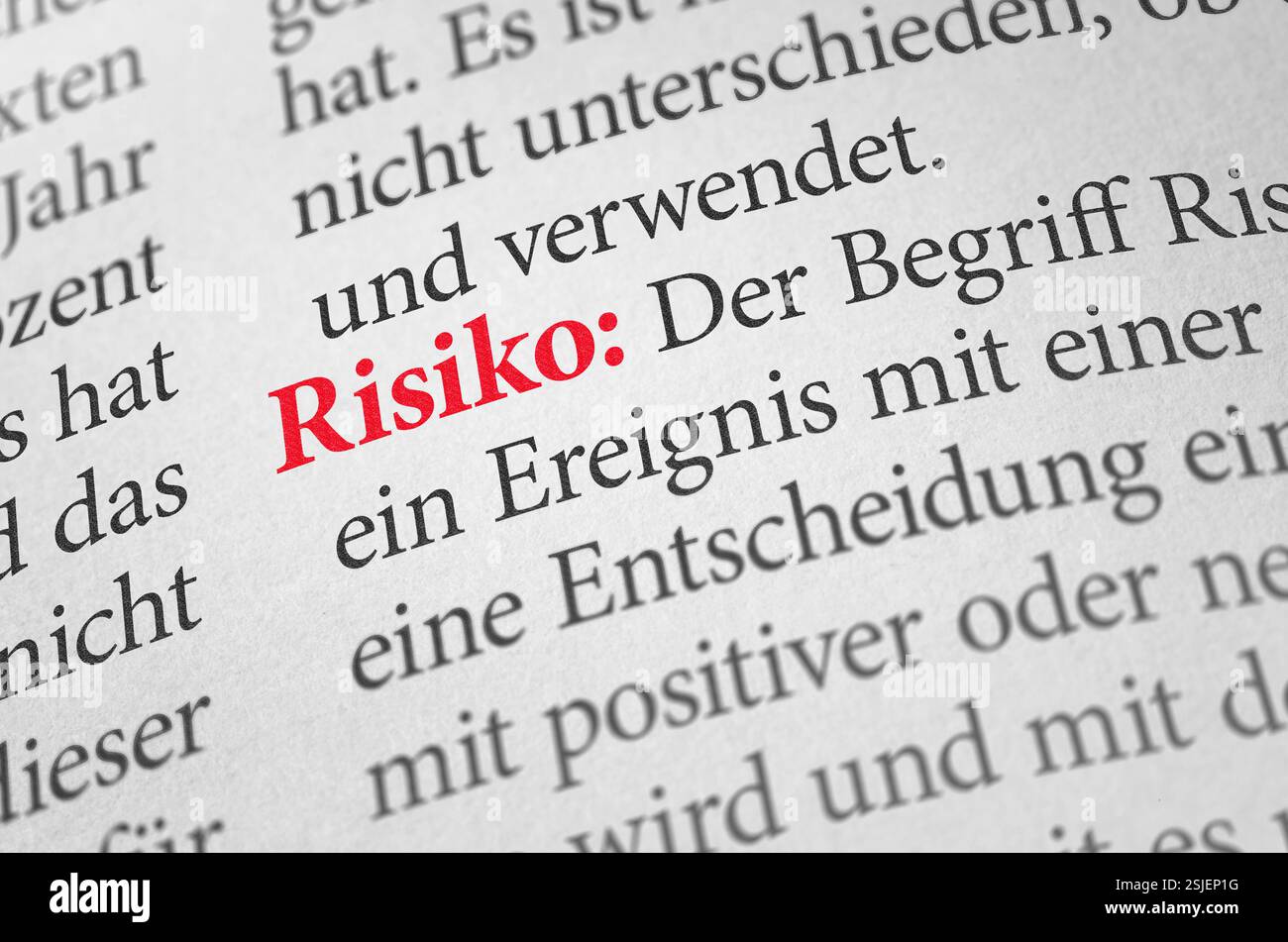 Dizionario con il termine rischio Foto Stock