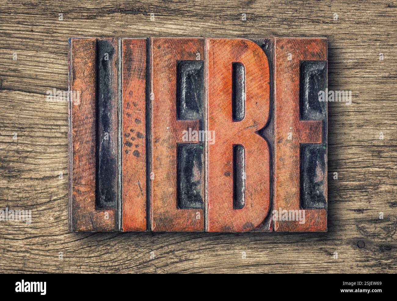 Vecchie lettere di legno - amore Foto Stock