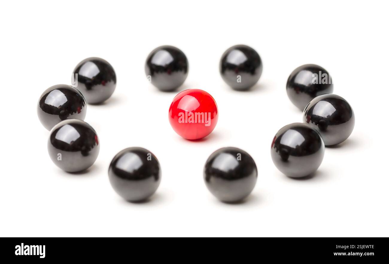 Concetto con palline colorate: L'attenzione è concentrata su Foto Stock