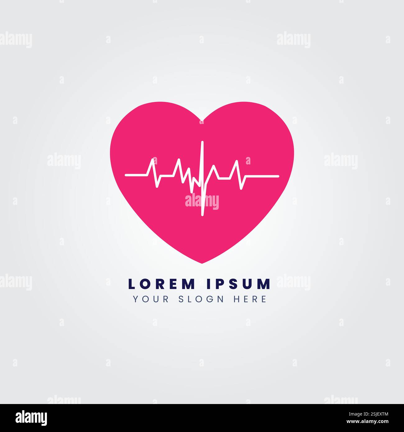 Logo salute cardiaca con linea ECG e testo segnaposto Illustrazione Vettoriale