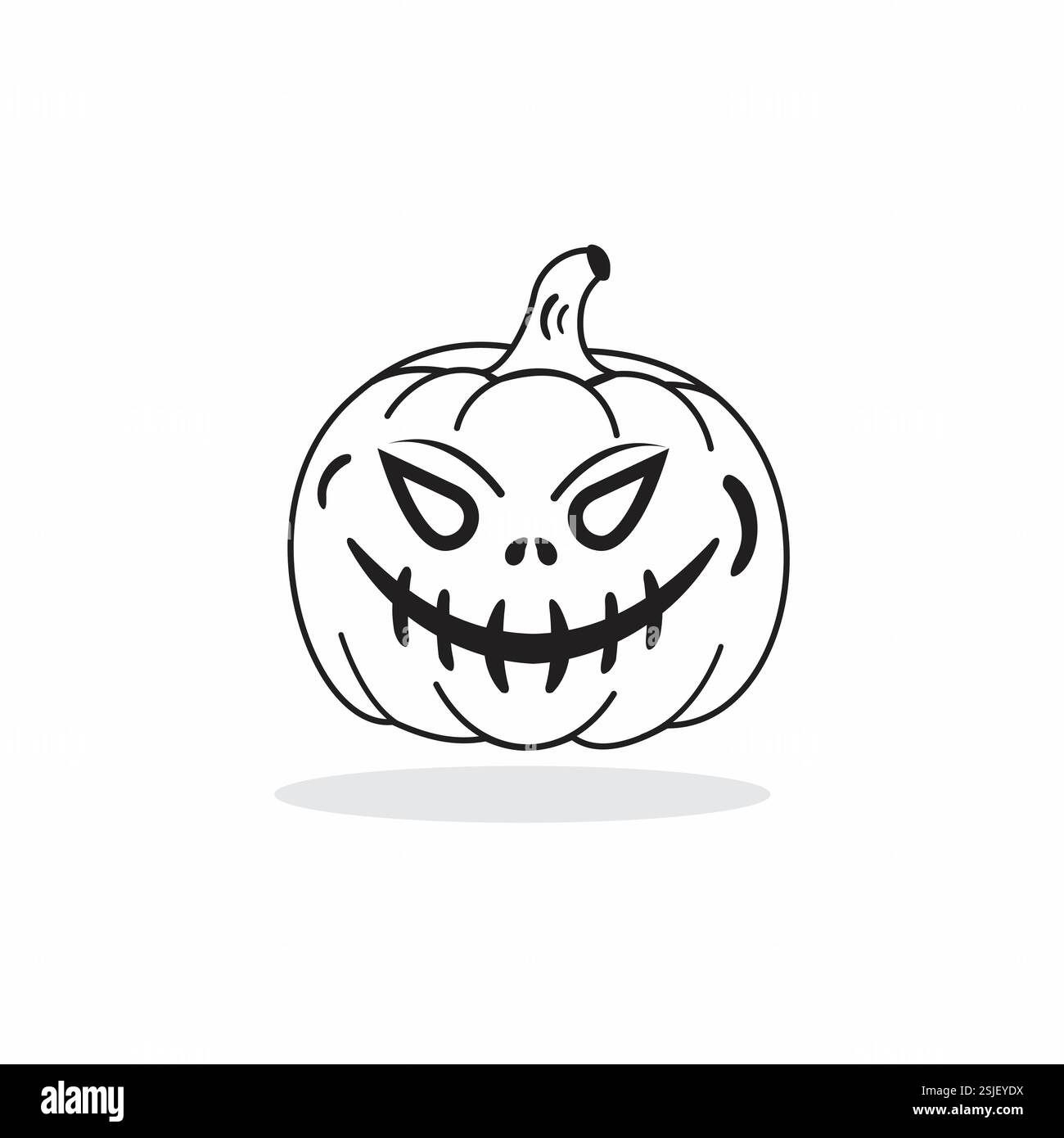 Halloween Pumpkin Jack-o'-Lantern con minaccioso disegno del volto del male Illustrazione Vettoriale