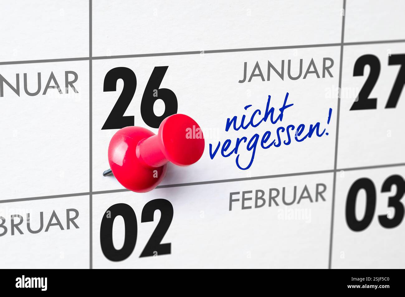 Calendario muro- gennaio 26 Foto Stock