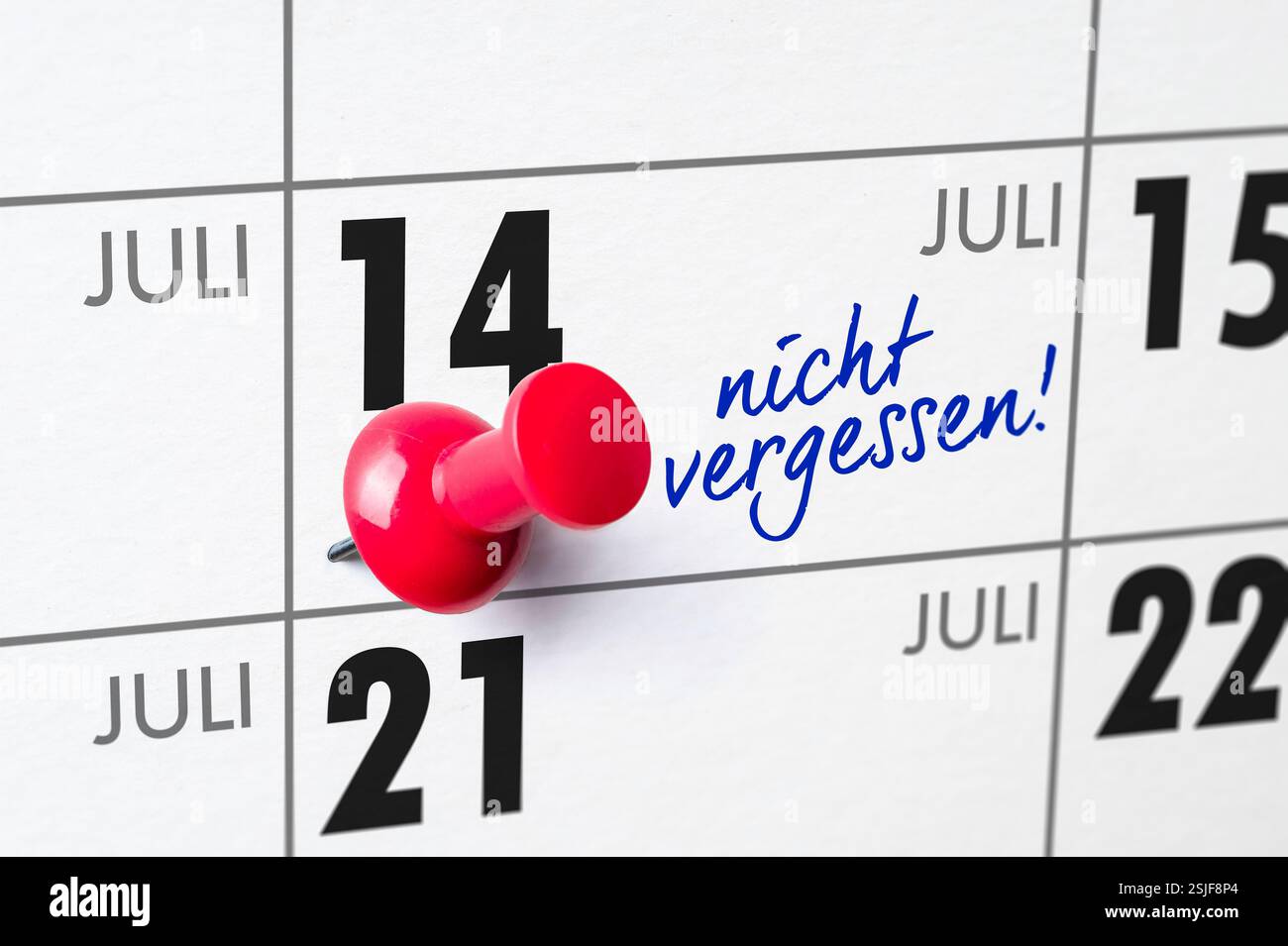 Calendario da parete - 14 luglio Foto Stock