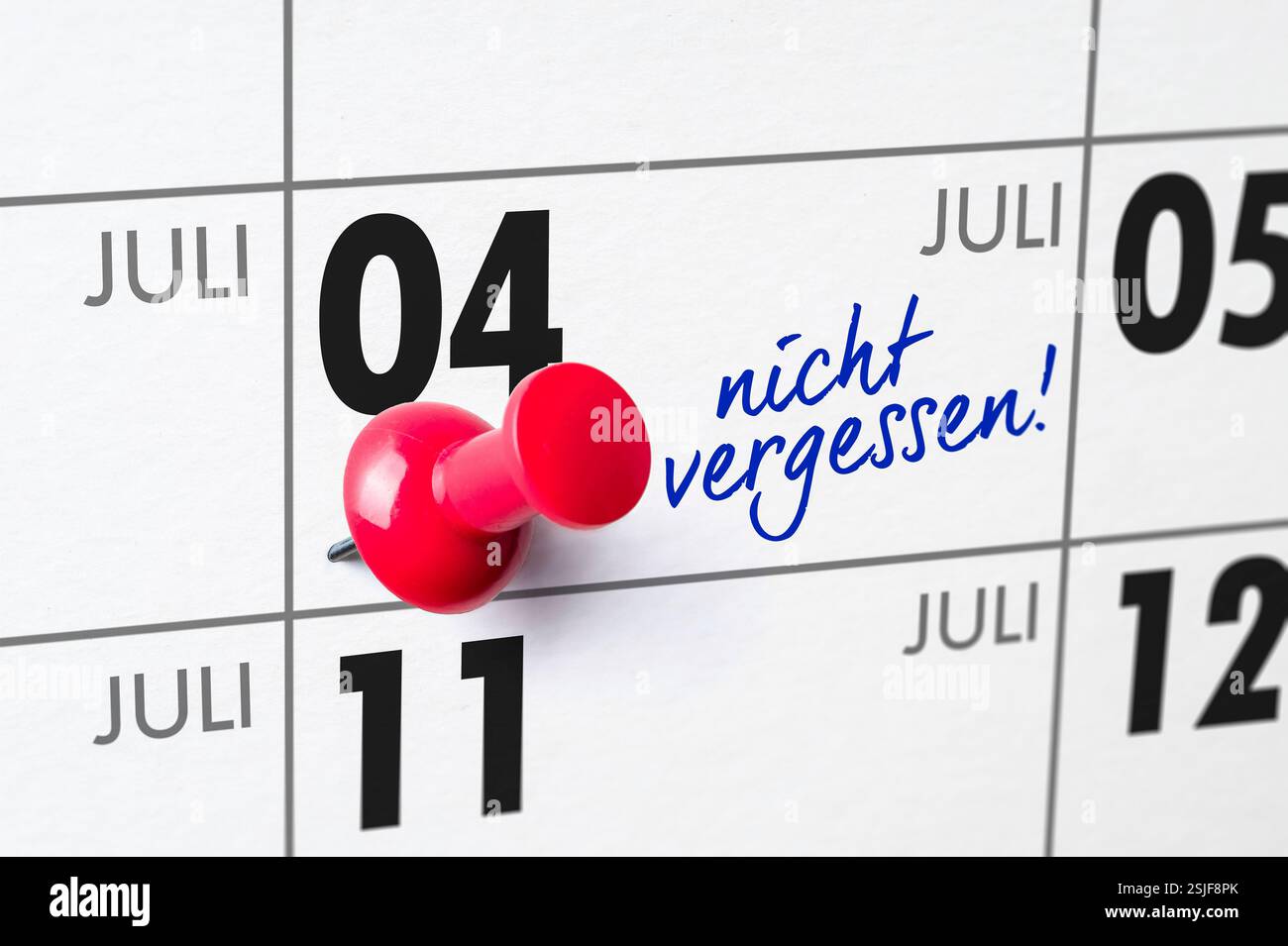 Calendario muro - 04 luglio Foto Stock