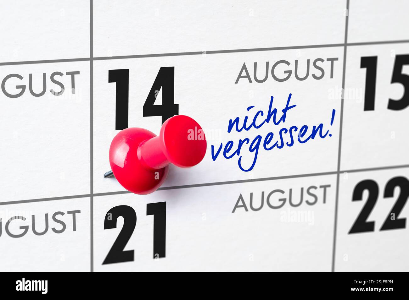 Calendario muro - 14 agosto Foto Stock