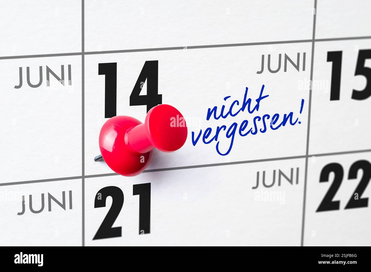 Calendario da parete - 14 giugno Foto Stock