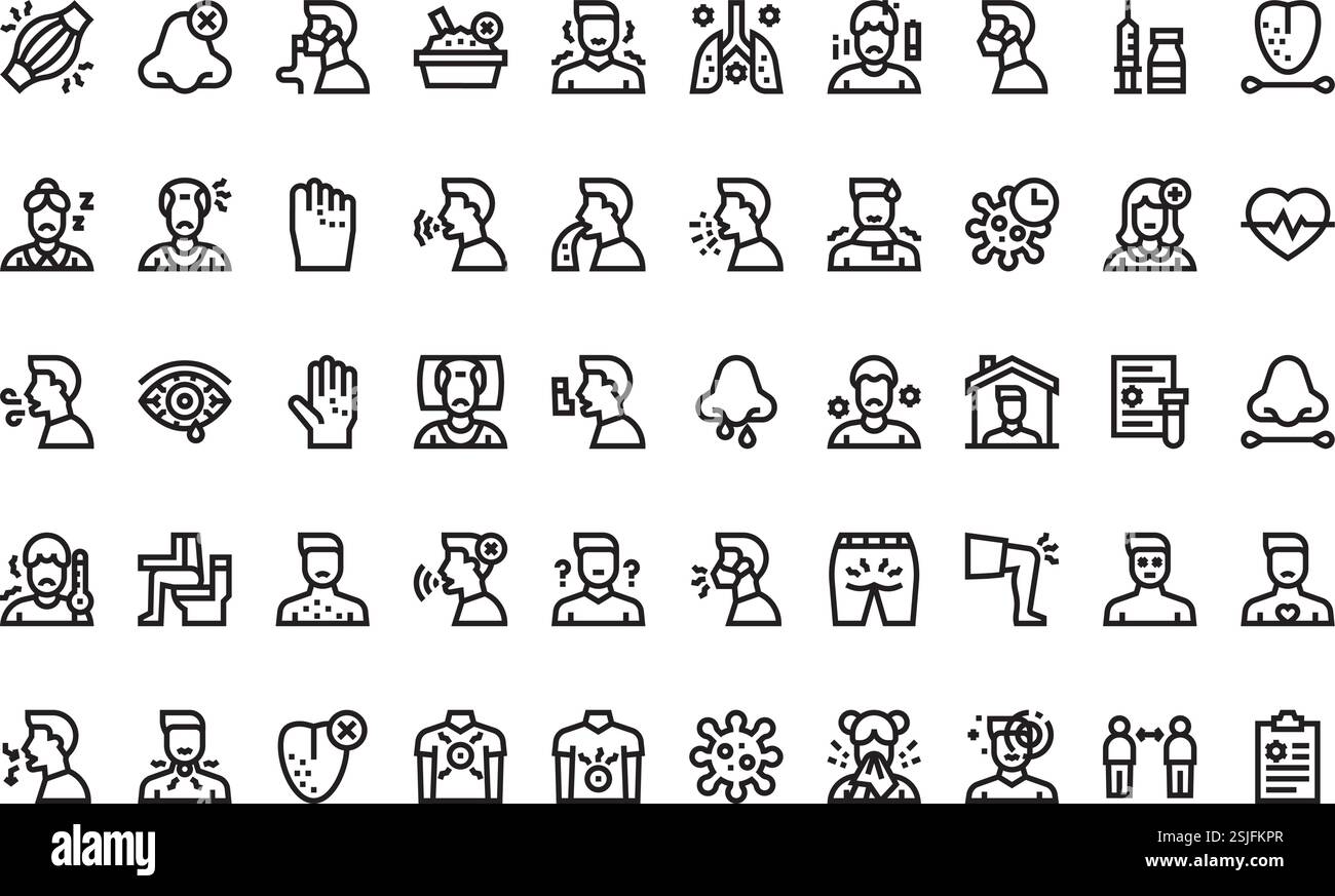 Raccolta di icone vettoriali di alta qualità con traccia modificabile. Ideale per progetti professionali e creativi. Illustrazione Vettoriale