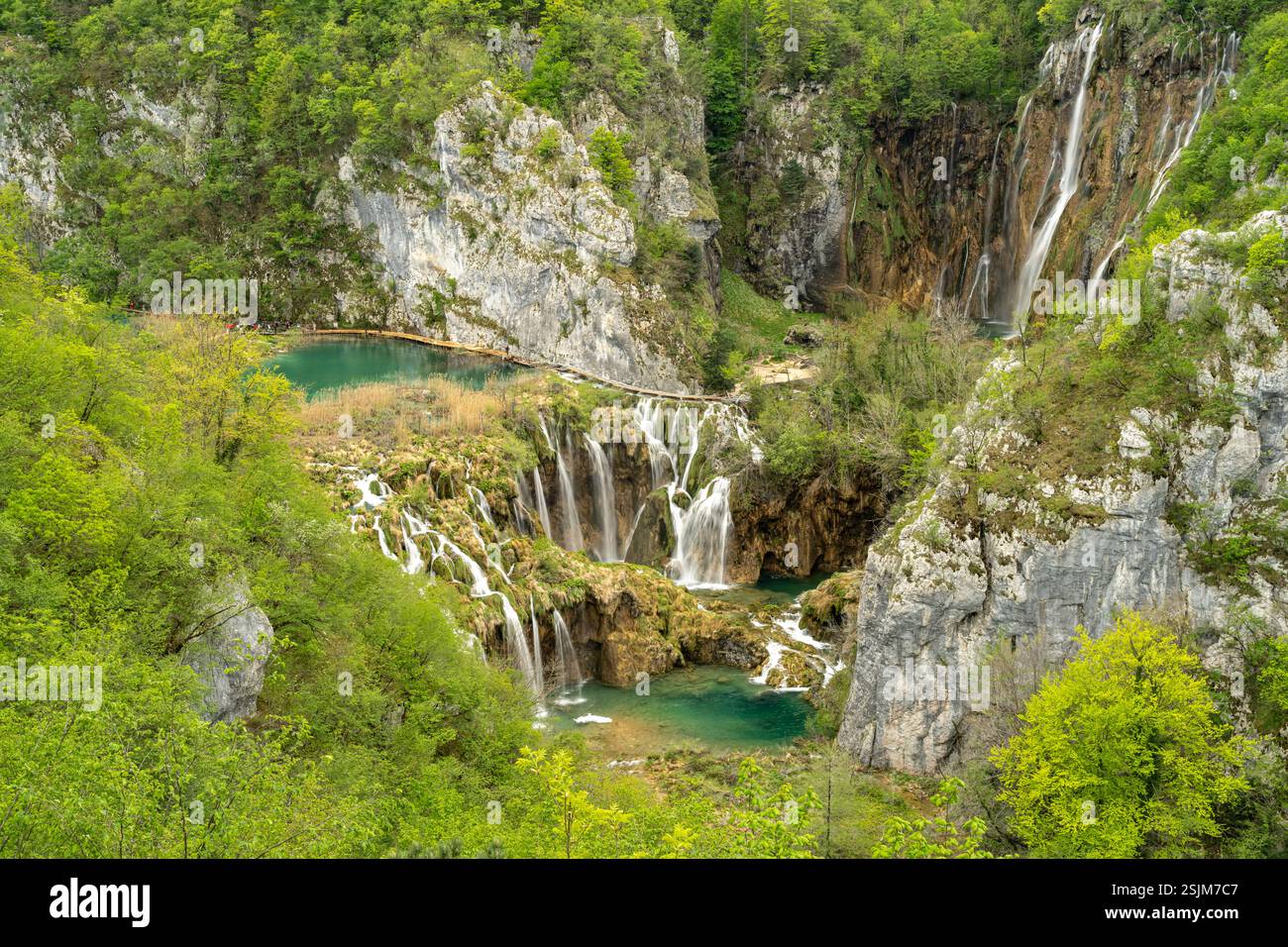La cascata Veliki slap nel Parco Nazionale dei Laghi di Plitvice, Croazia, Europa Foto Stock