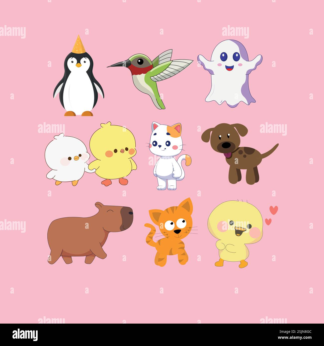 Set di animali con molti carini animali Illustrazione Vettoriale