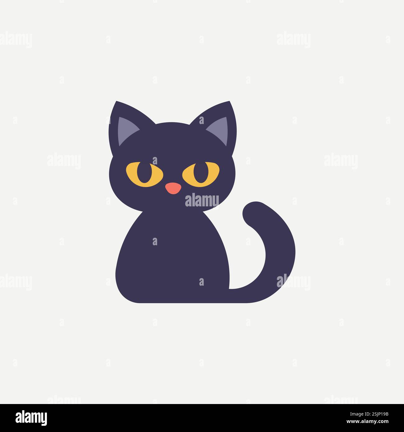 Cartoni animati vettoriali divertente gatto seduto su sfondo bianco Illustrazione Vettoriale