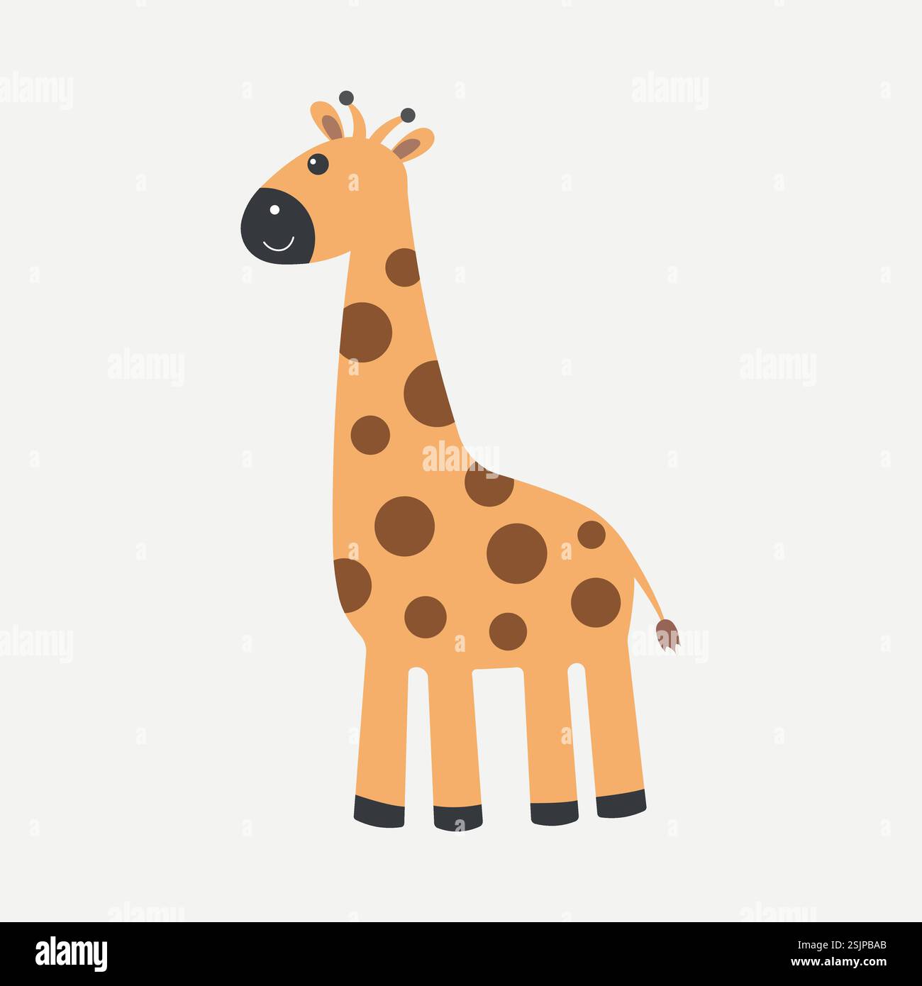 Giraffa vettoriale carina che gioca con le farfalle Illustrazione Vettoriale
