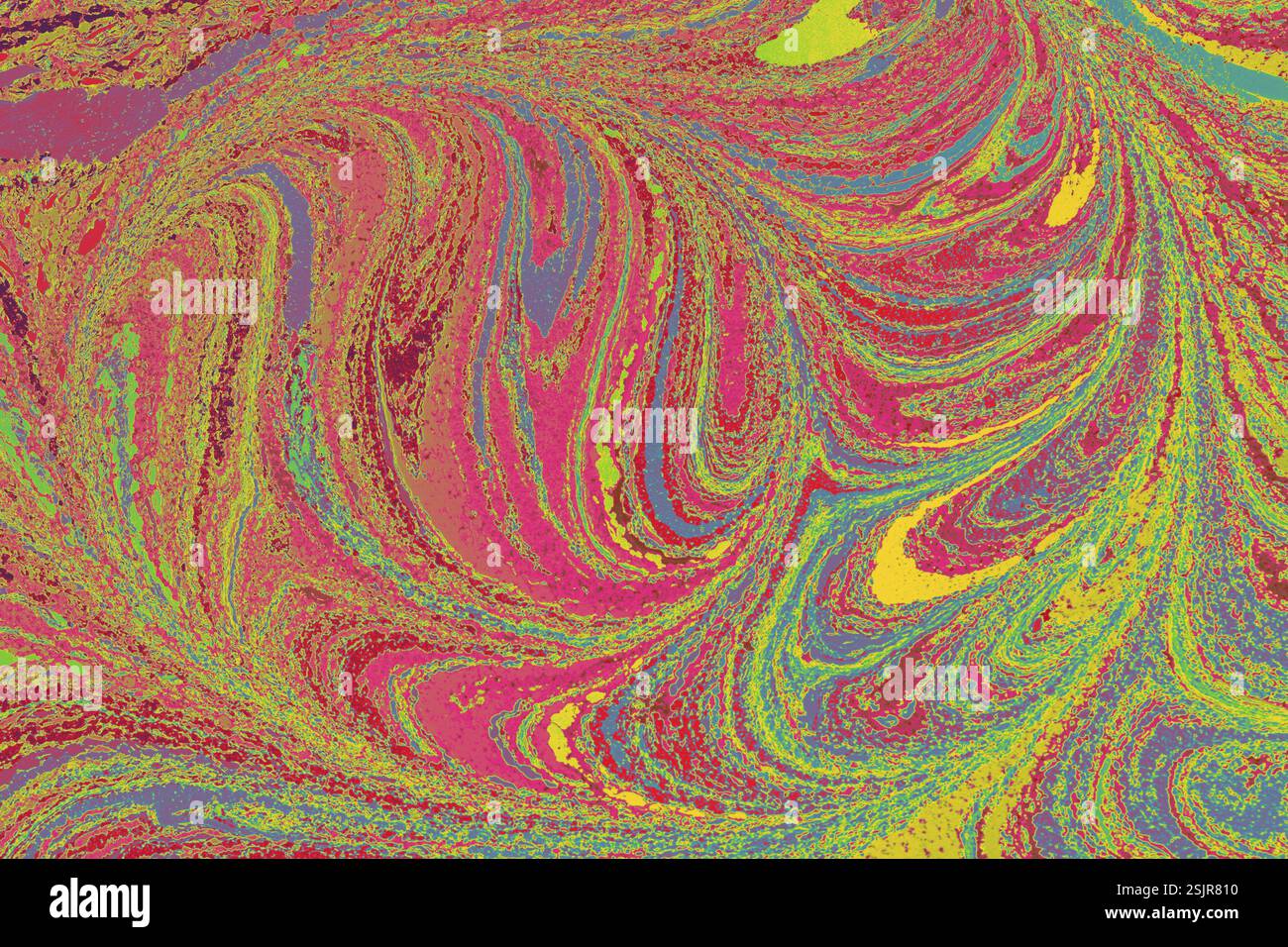 Bella arte astratta di tecniche di pittura di marbling Ebru sull'acqua con vernici acriliche Foto Stock