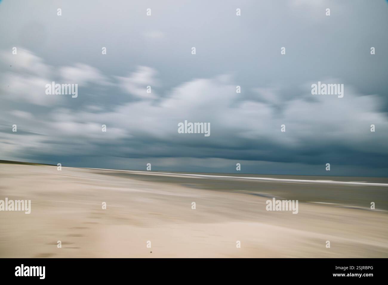 Juist, isola del Mare del Nord, spiaggia, lunga esposizione Foto Stock