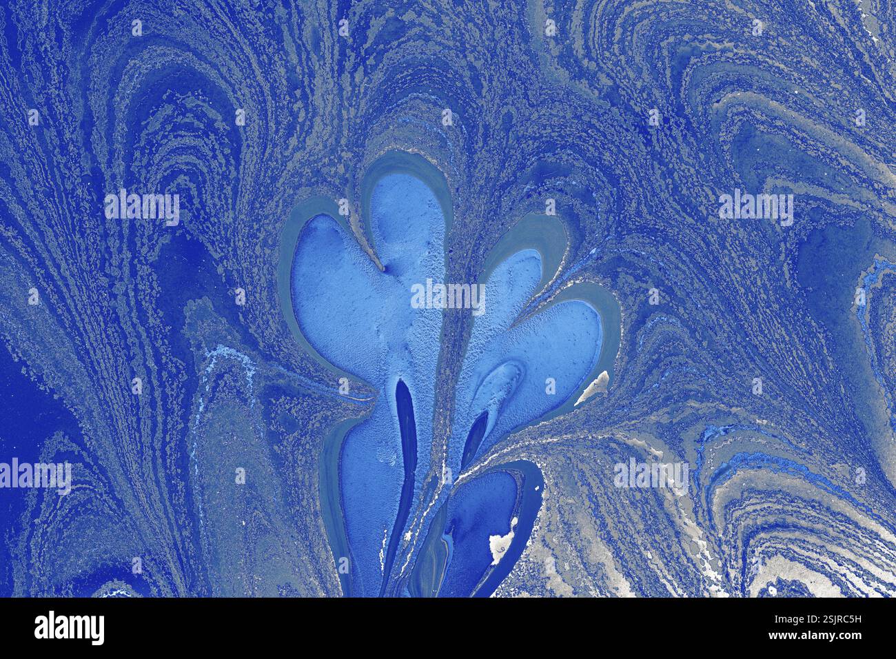 Texture marmoglio Ebru con motivi floreali Foto Stock