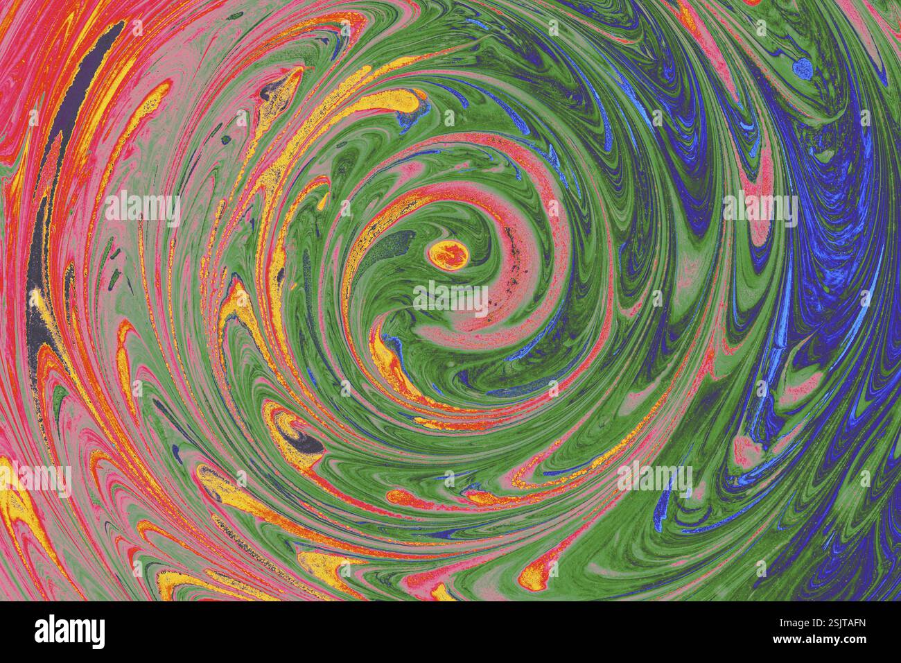 Bella arte astratta di tecniche di pittura di marbling Ebru sull'acqua con vernici acriliche Foto Stock