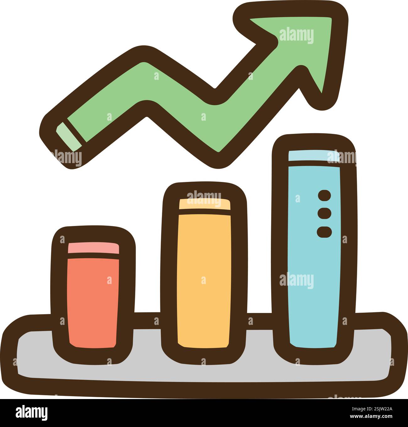 Illustrazione e grafica del doodle vettoriale di tendenza verso l'alto. Parte del grafico e della categoria del grafico. Illustrazione Vettoriale