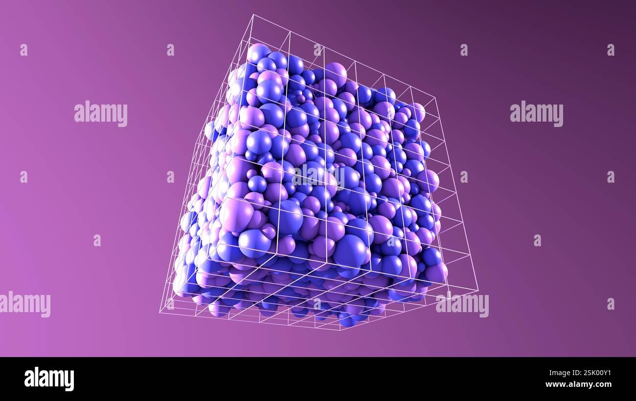 Le sfere intrappolate in una griglia geometrica simboleggiano la regolazione e il controllo dell'IA - illustrazione 3d. Foto Stock