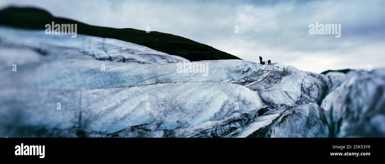 Paesaggio glaciale panoramico, Parco Nazionale di Skaftafell, Islanda meridionale, Islanda Foto Stock