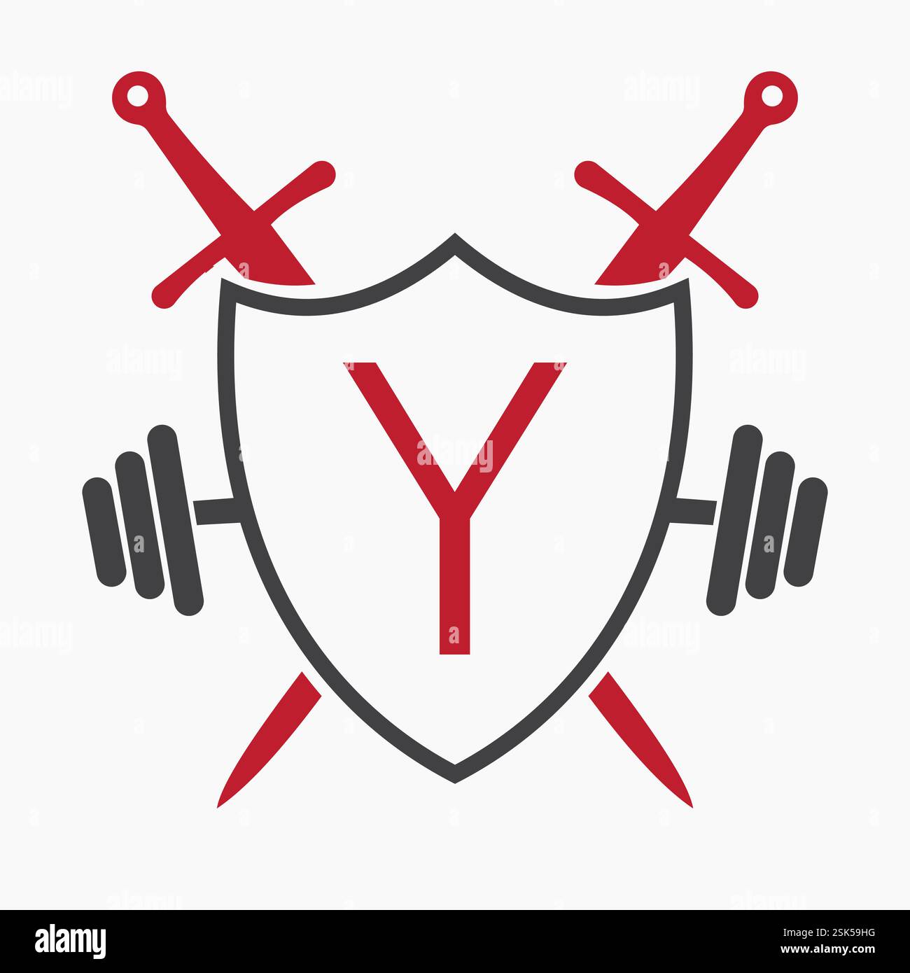 Lettera iniziale Y Logo Warrior Design Concept for Security, Safety and Defense Symbol Illustrazione Vettoriale