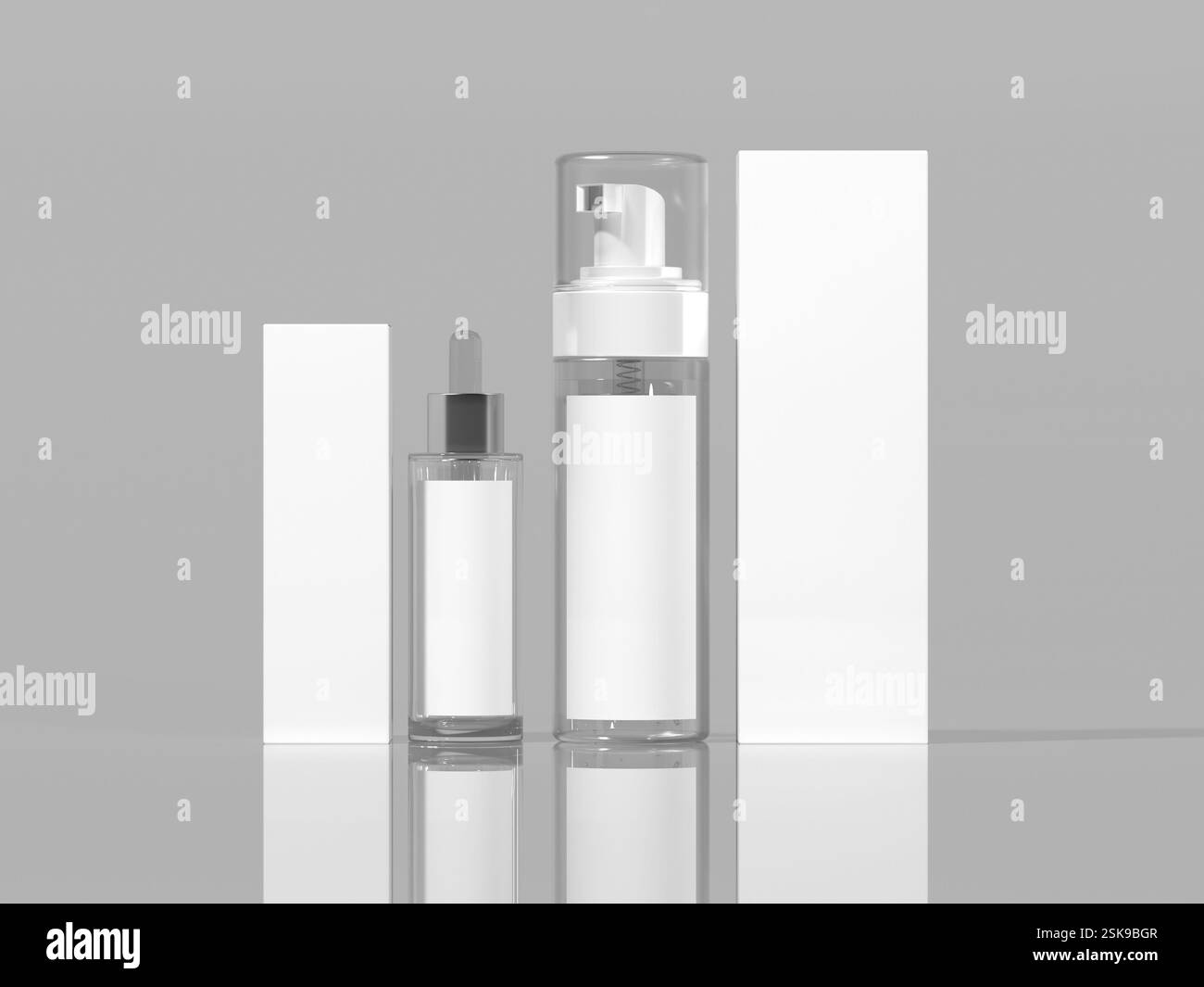 Mockup di confezioni cosmetiche su sfondo bianco Foto Stock