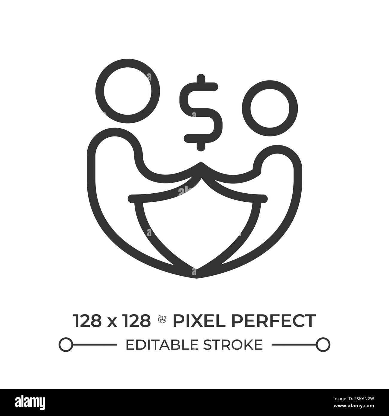 Famiglia finanziaria supporta l'icona lineare pixel Perfect Illustrazione Vettoriale