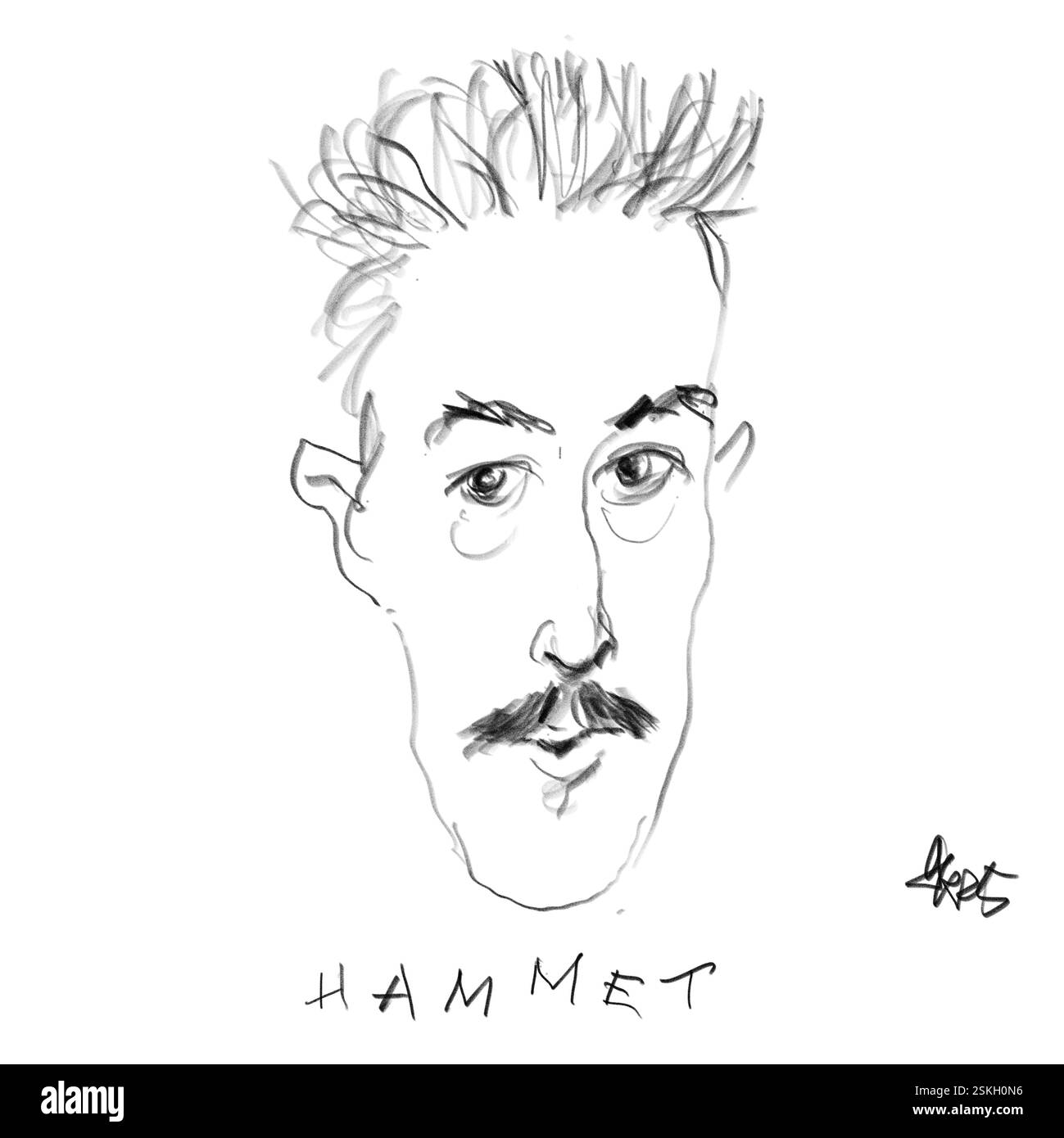 Ritratto a matita dell'autore Hammett Foto Stock