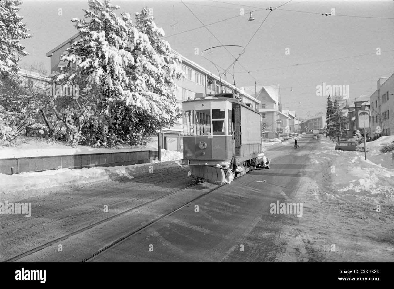 --- Tramschneepflug Zürich 1968#Tramway snowplow, Zurigo 1968- RDB DI DUKAS Foto Stock