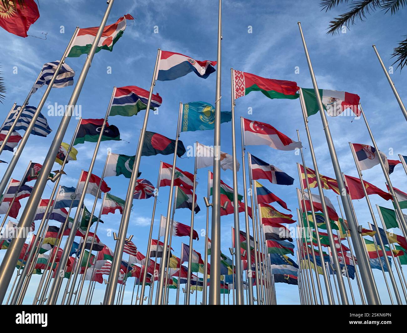Bandiere mondiali che volano nel vento Qatar Foto Stock