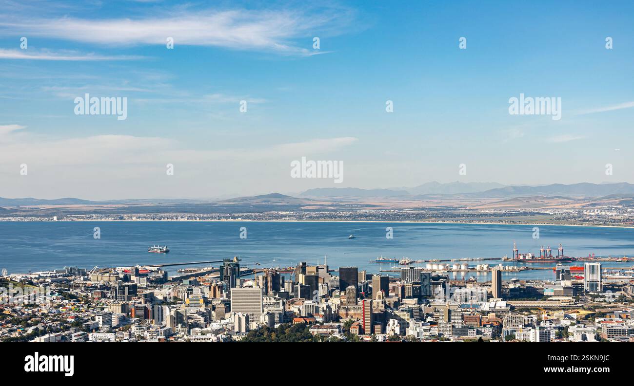 Panorama città del Capo. Scena urbana del Sudafrica, paesaggio urbano Foto Stock
