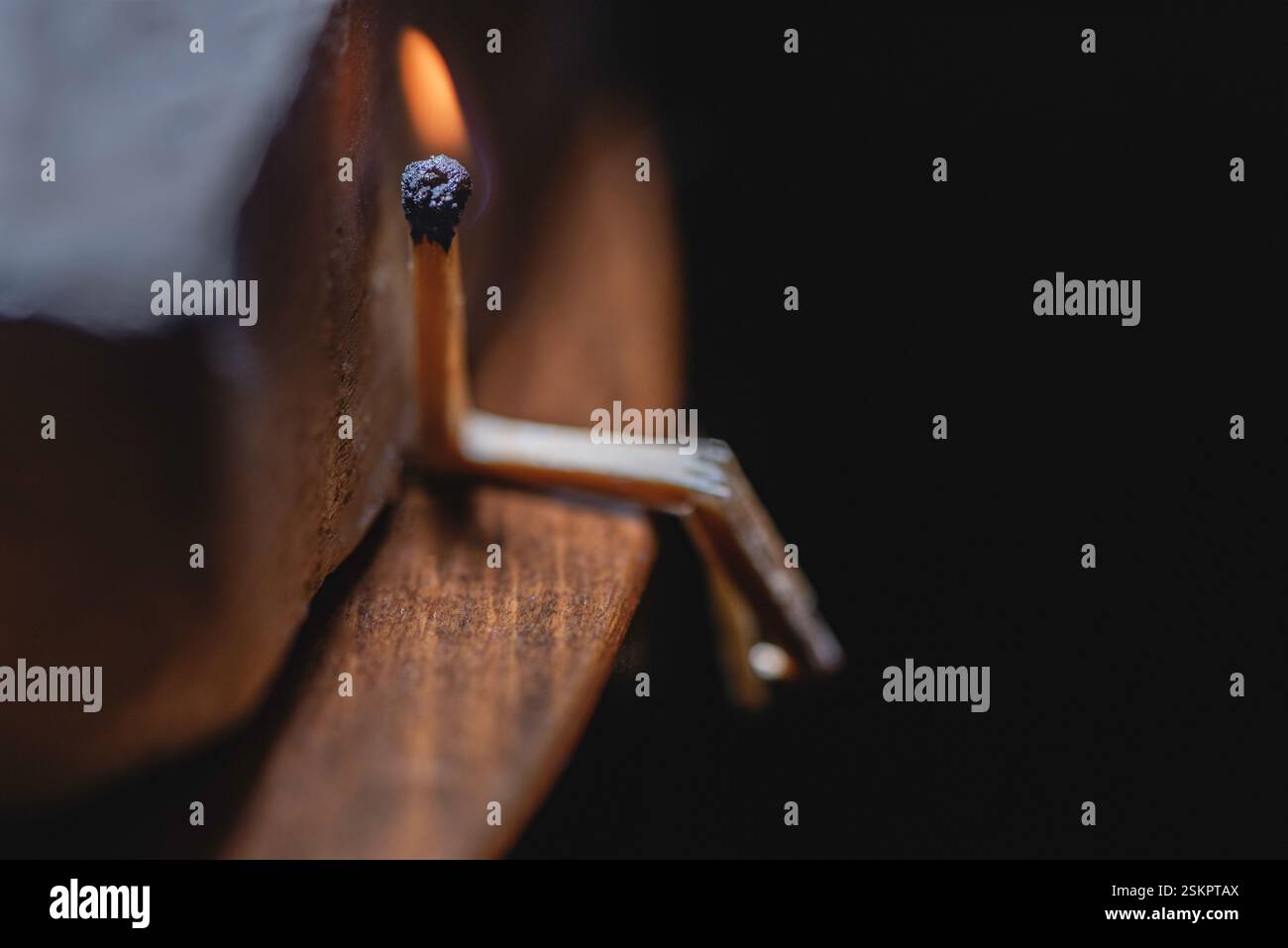 Un unico colpo di scena si trova su un tavolo di legno, primo piano, macrofotografia Foto Stock