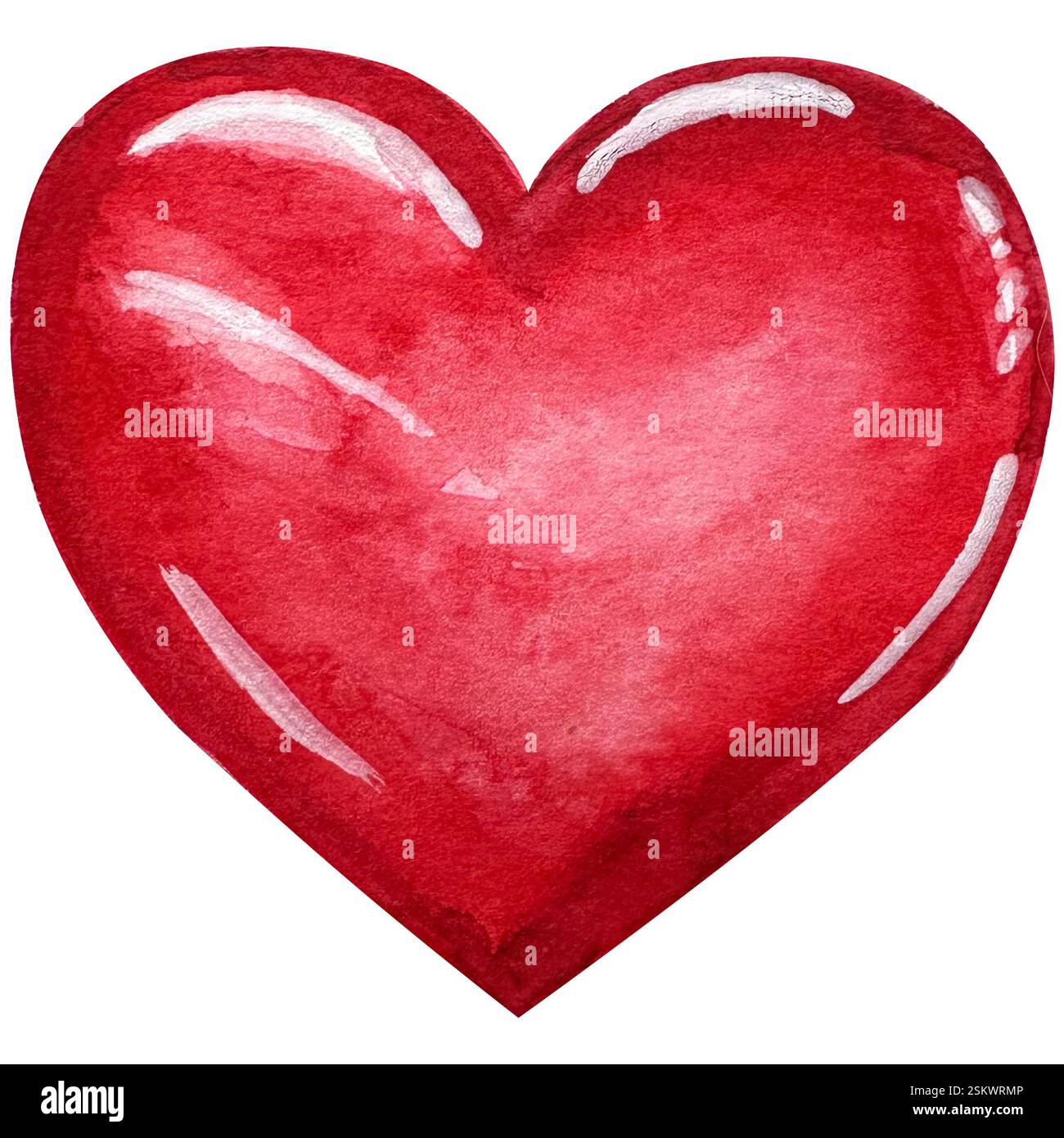Acquerello cuori, san valentino cuore rosso per san valentino, festa della mamma, amici, fidanzate. Concetto di amore, relazione, arte, pittura. WA Foto Stock