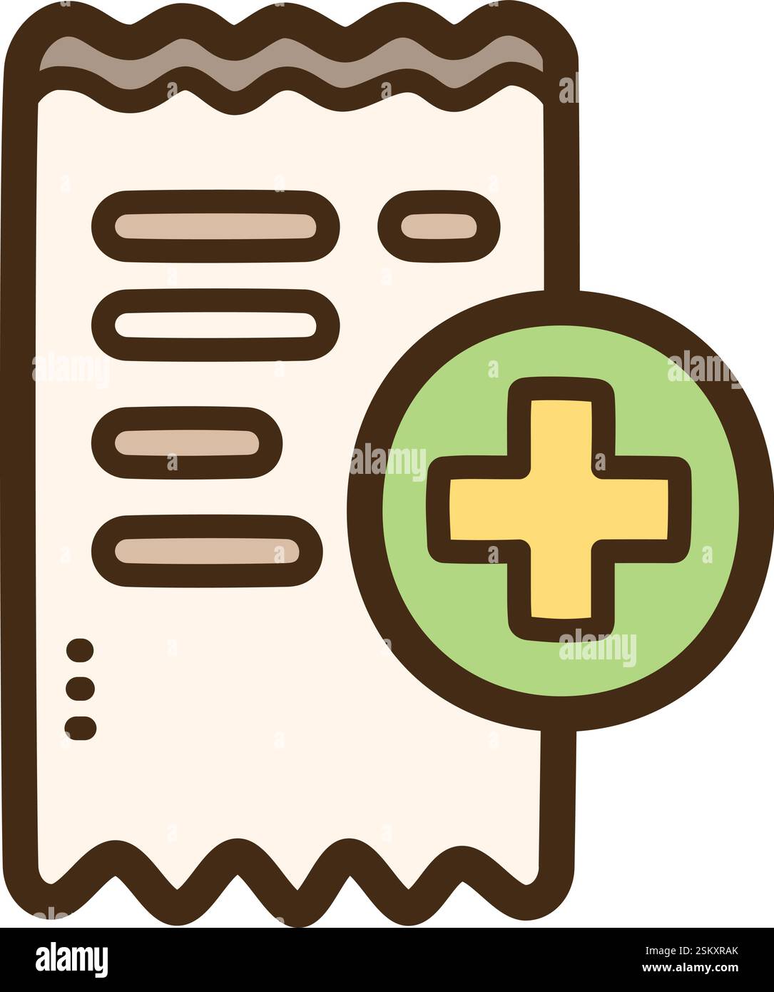 Illustrazione e grafica del doodle vettoriale della prescrizione. Parte della categoria salute e medicinali. Illustrazione Vettoriale