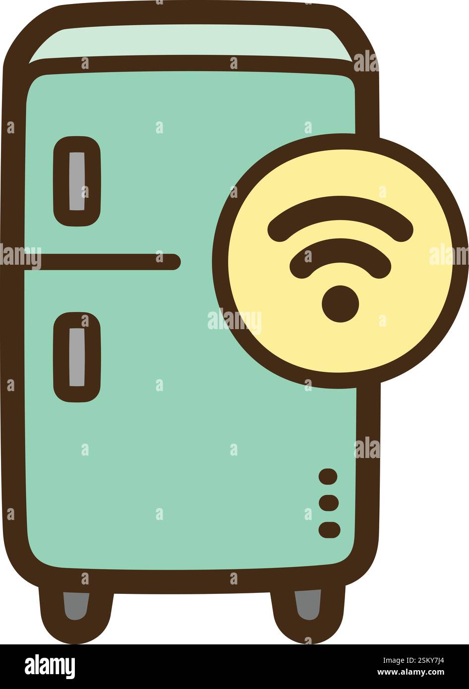 Illustrazione e grafica del doodle vettoriale del frigorifero. Parte della categoria domotica. Illustrazione Vettoriale
