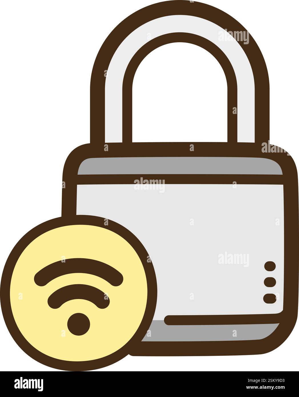 Illustrazione e grafica del doodle vettoriale con lucchetto. Parte della categoria domotica. Illustrazione Vettoriale