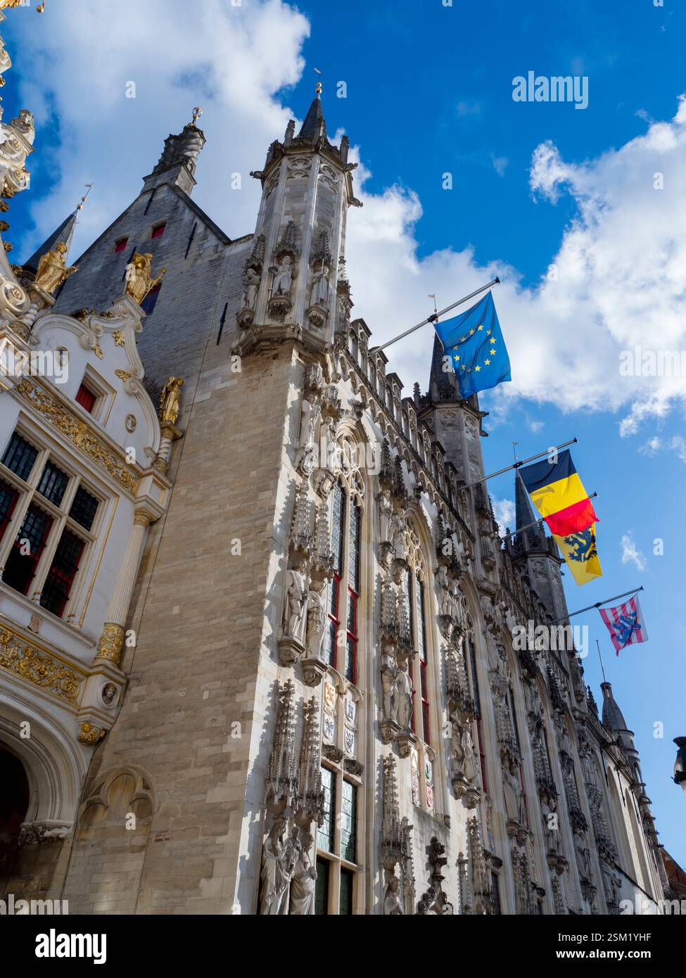 Belgio, Bruges, Municipio Stadhuis Foto Stock