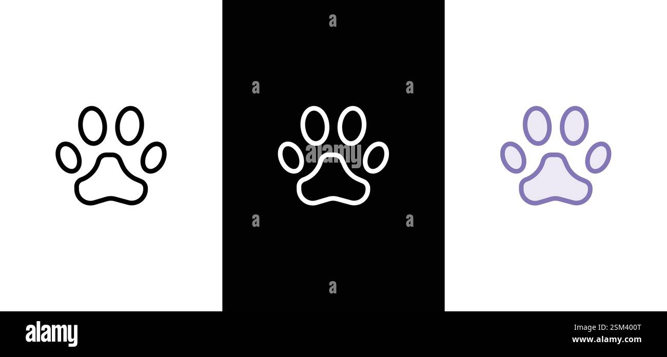 logo della silhouette vettoriale con l'icona della zampa del cane - impronta del cucciolo Illustrazione Vettoriale