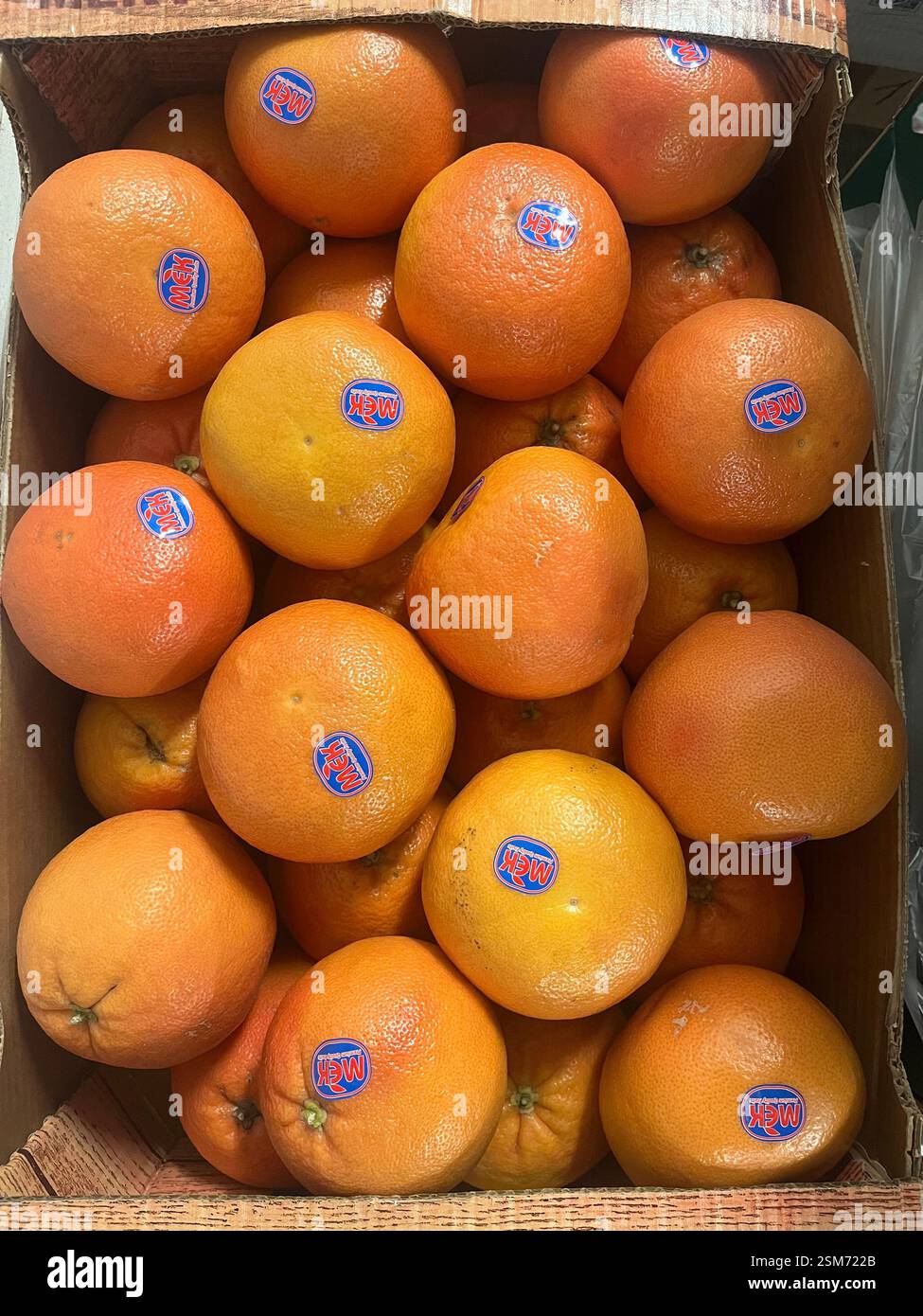 Pompelmo, MEK Agro, Turchia, agrumi, magazzino, stoccaggio, fornitore turco, agricoltura, approvvigionamento alimentare, logistica, distribuzione, catena di approvvigionamento - Immagine stock catturata con smartphone