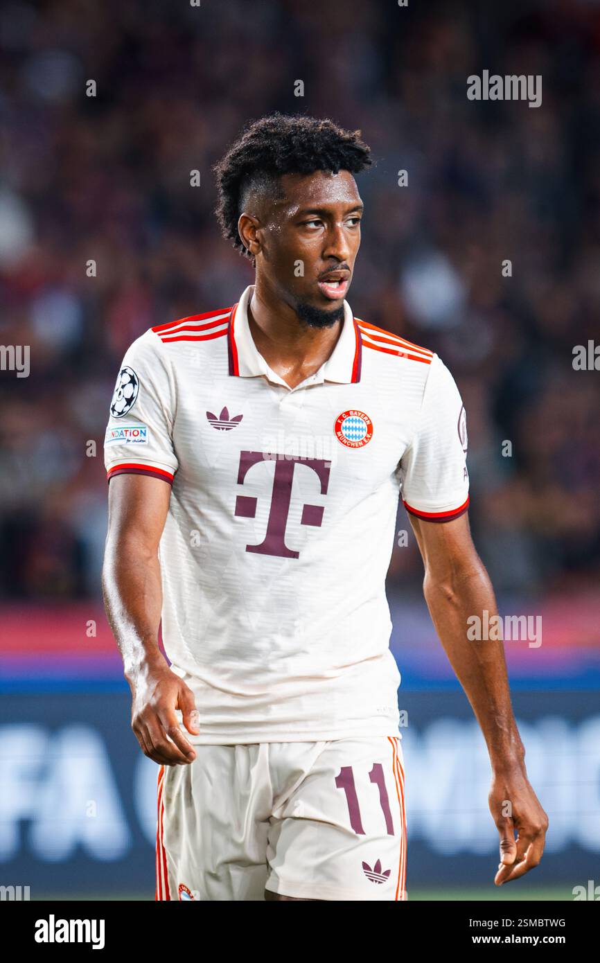 Barcellona, Spagna. 23 ottobre 2024. Kingsley Coman in azione durante la partita di UEFA Champions League tra FC Barcelona e FC Bayern Munchen all'ES Foto Stock