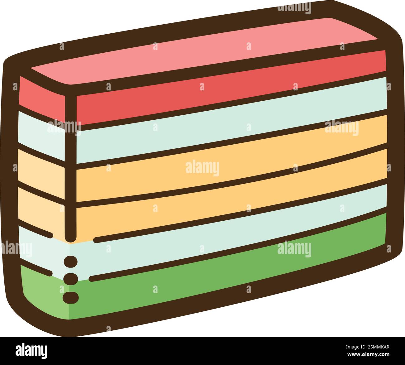 Illustrazione e grafica del doodle vettoriale Kue lapis. Parte della categoria spuntini indonesiani. Illustrazione Vettoriale