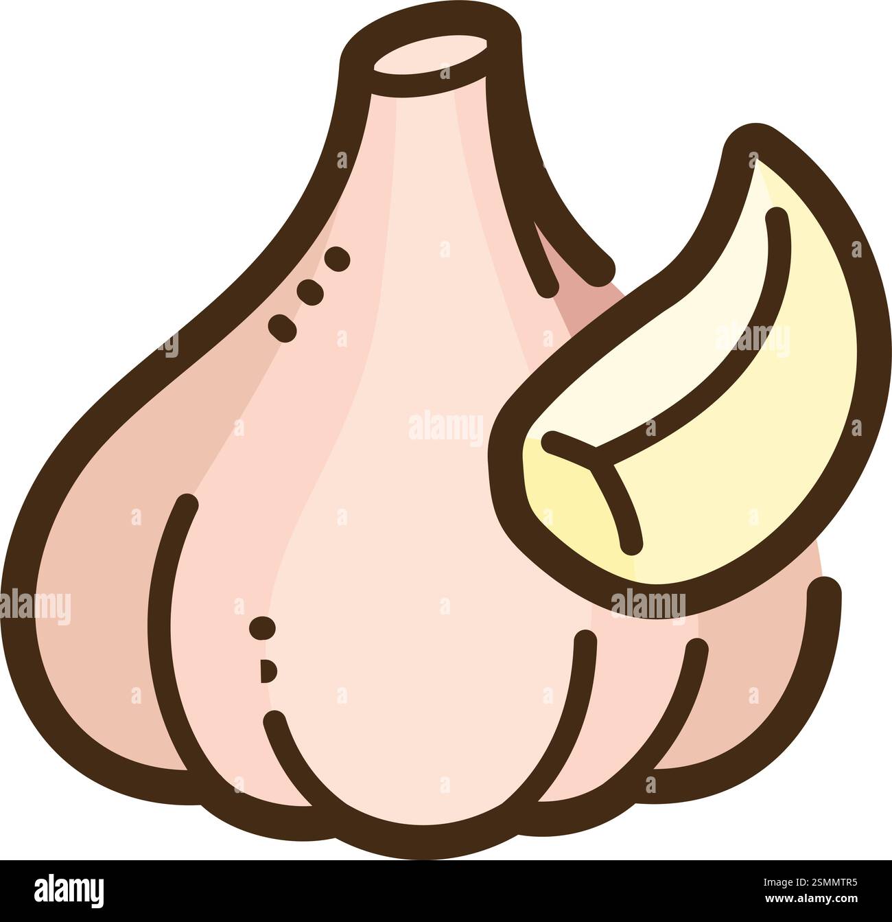 Illustrazione e grafica del doodle vettoriale dell'aglio. Parte della categoria degli alimenti greggi e degli ingredienti. Illustrazione Vettoriale