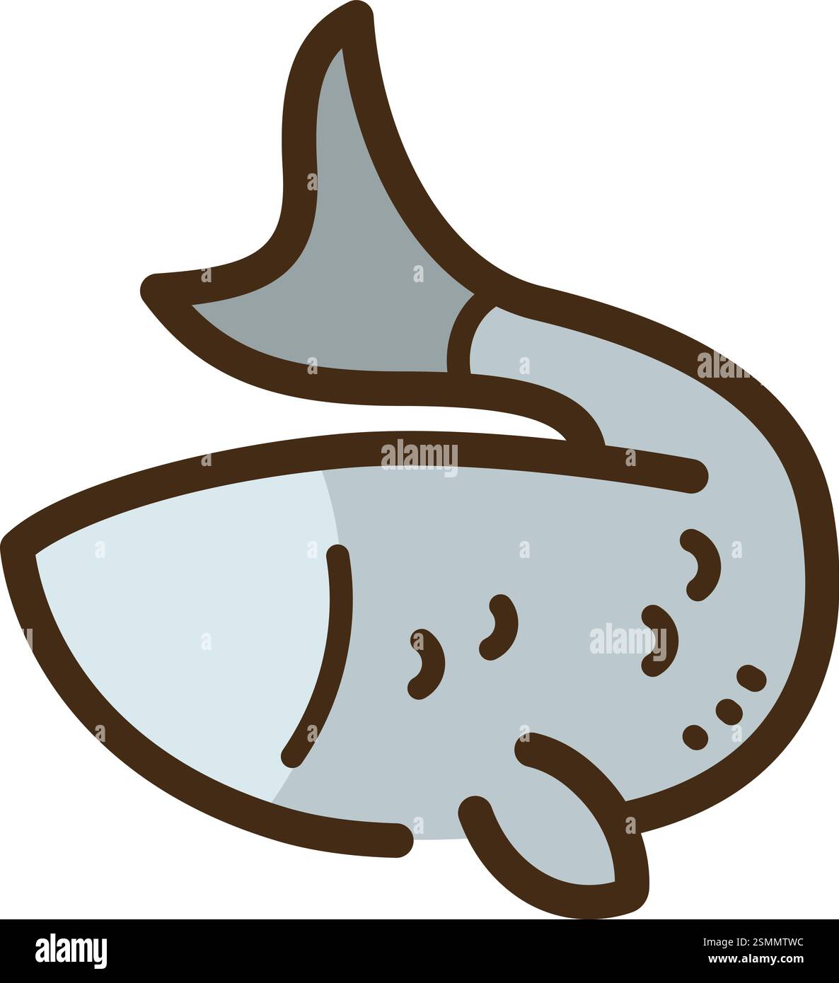 Illustrazione e grafica di un doodle vettoriale di pesce fresco. Parte della categoria degli alimenti greggi e degli ingredienti. Illustrazione Vettoriale