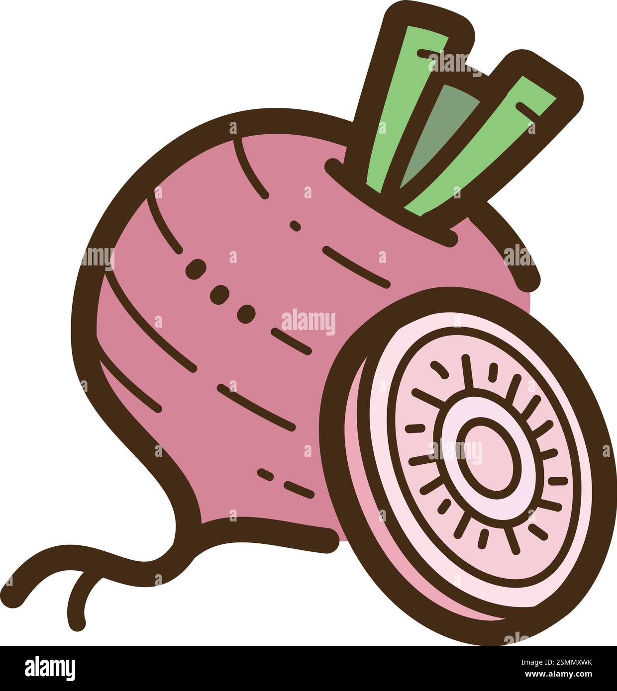 Illustrazione e grafica del doodle vettoriale di rapa. Parte della categoria degli alimenti greggi e degli ingredienti. Illustrazione Vettoriale