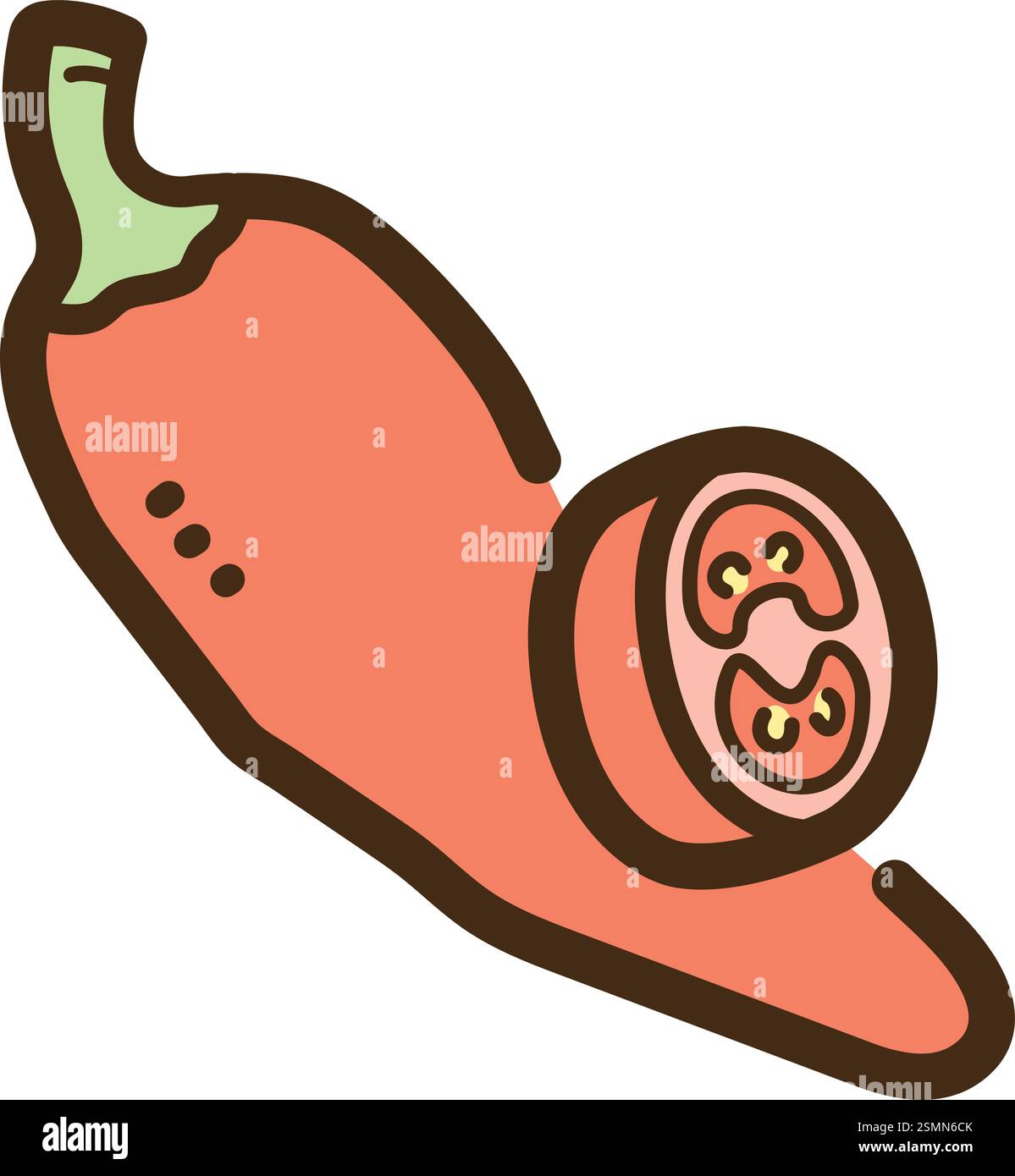 Illustrazione e grafica del doodle vettoriale al peperoncino. Parte della categoria degli alimenti greggi e degli ingredienti. Illustrazione Vettoriale