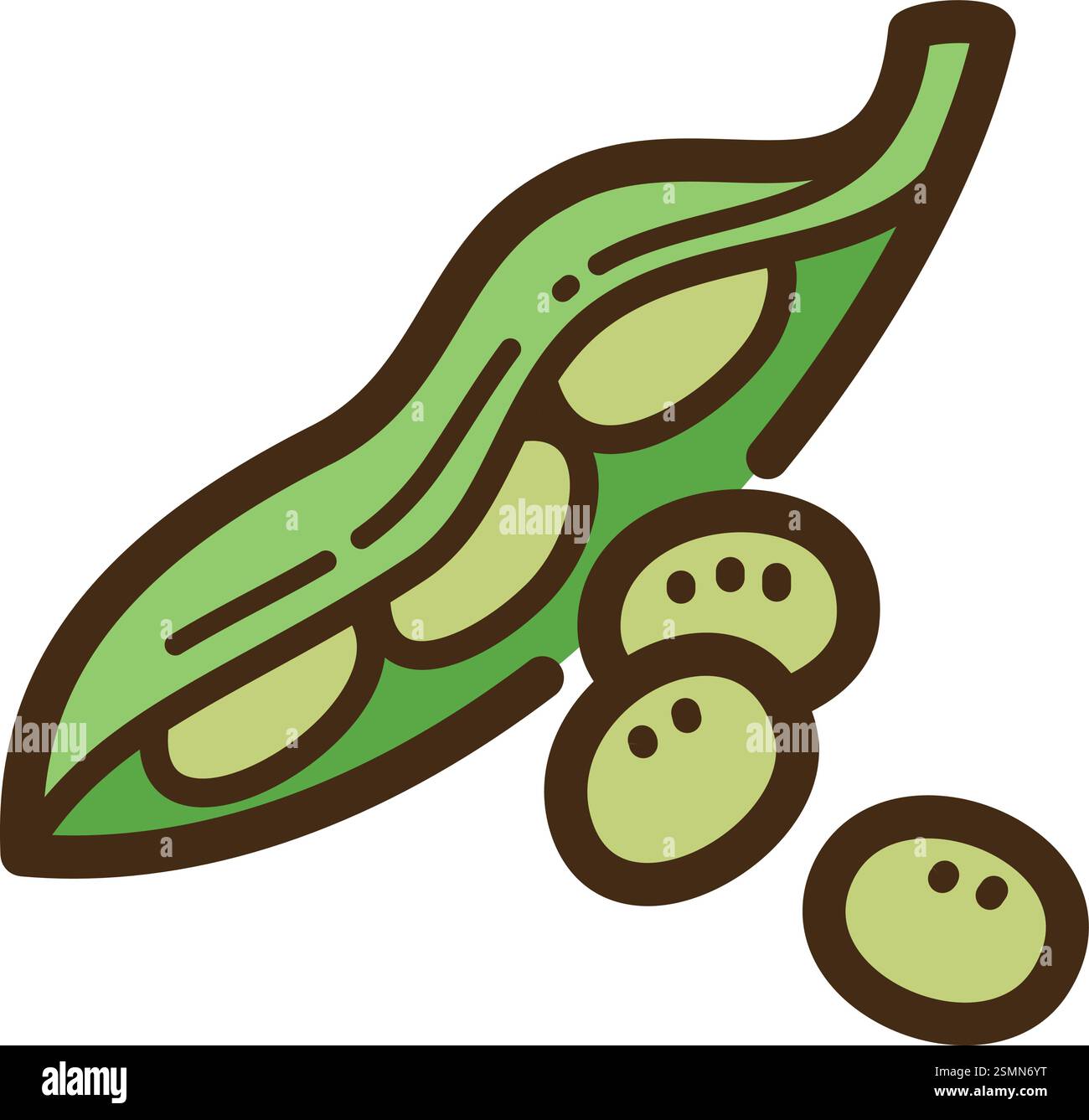 Illustrazione e grafica del doodle vettoriale PEA. Parte della categoria degli alimenti greggi e degli ingredienti. Illustrazione Vettoriale