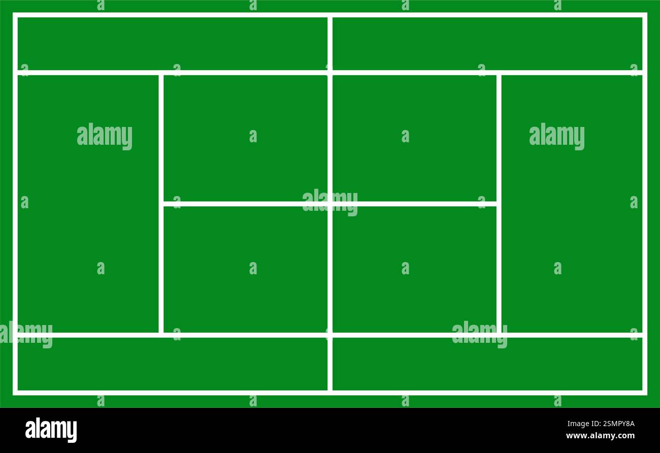 Vista dall'alto dell'immagine vettoriale del diagramma del campo da tennis. Illustrazione Vettoriale