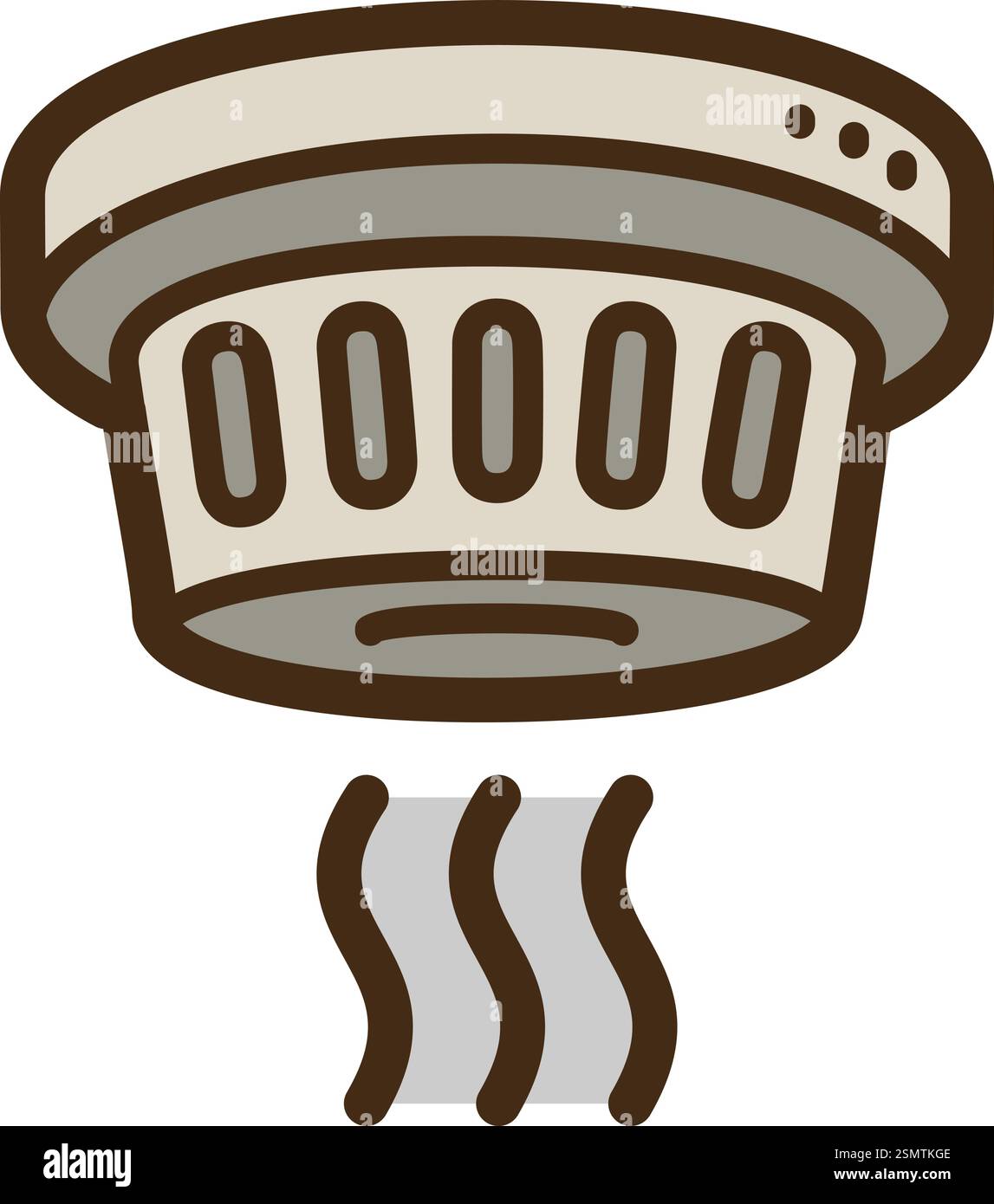 Illustrazione e grafica del rilevatore di fumo. Fa parte della categoria degli elettrodomestici intelligenti. Illustrazione Vettoriale