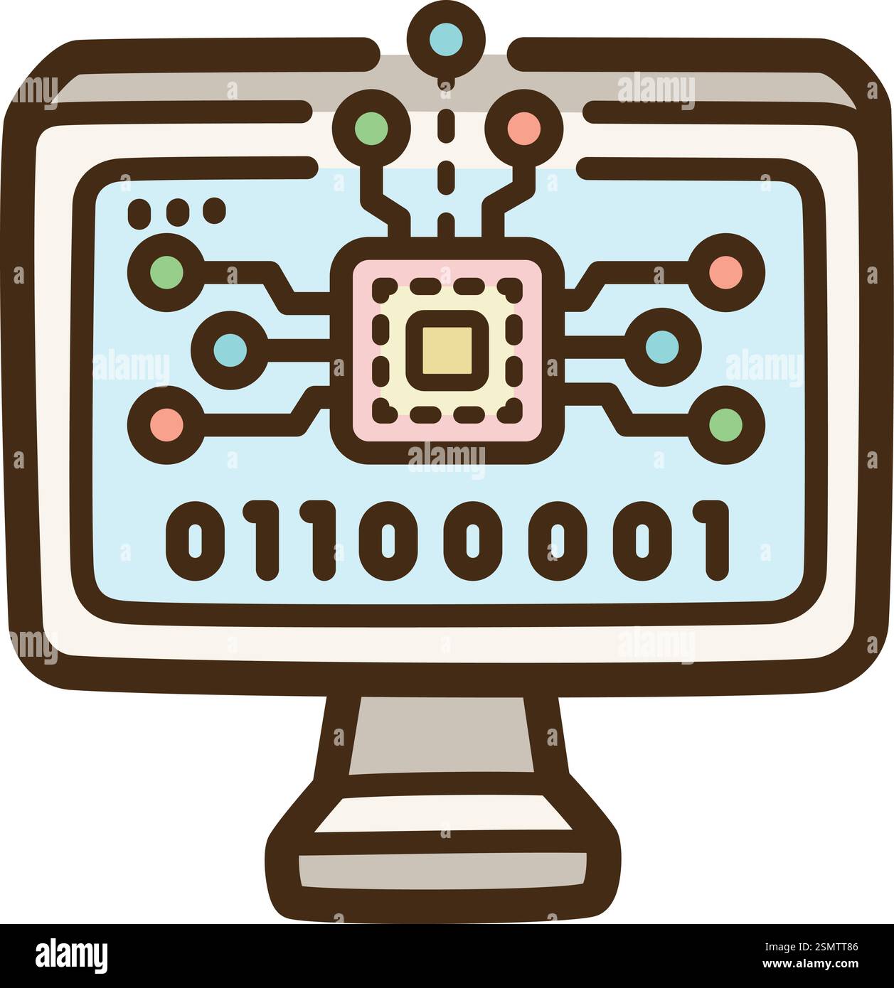 Illustrazione e grafica vettoriale informatica. Fa parte della categoria scientifica. Illustrazione Vettoriale